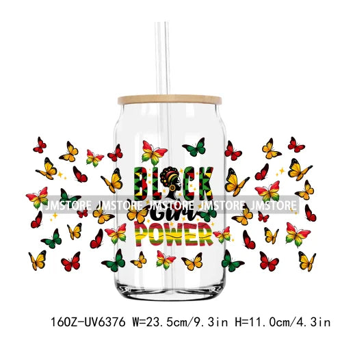 1865 Vibes Juneteenth Sunflower 16OZ UV DTF Cup Wrap Transfer Stickers Custom Label Durable Waterproof Logo For Libbey Glass Can