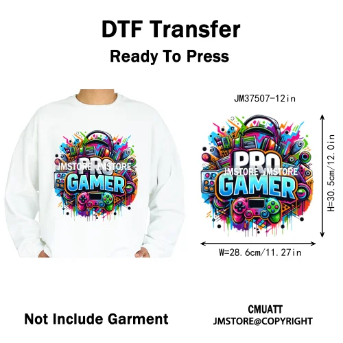 12in Graffiti Hip Hop Music Rap King Lover Video Pro Games Iron on Diy DTF Thermal Transfer Stickers Ready to Press for Clothing