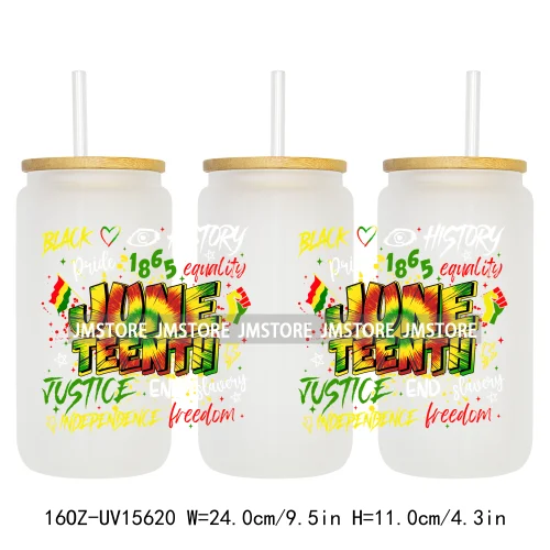 Juneteenth Vibes Sneaker And Heel Afro Woman 16OZ UV DTF Cup Wraps Ready To Apply Transfer Stickers For Libbey Glass Can Tumbler
