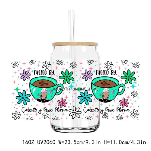 Dog Mom Club Cafecito Time 16OZ UV DTF Cup Wrap Transfer Stickers Custom Labels DIY Durable Waterproof Logo For Libbey Glass Can