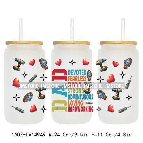 Dad Daily Affirmations Father's Day 16OZ UV DTF Cup Wrap Ready To Apply Waterproof Transfer Sticker For Libbey Glass Can Tumbler