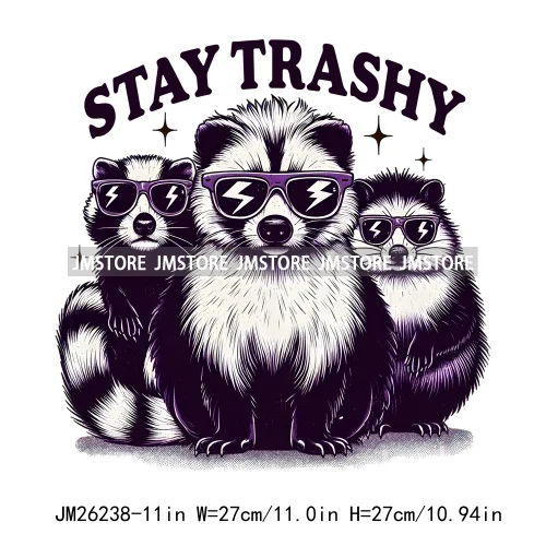 Animal Boujee Raccoon Stay Trashy Summer Vibes Highland Cow Design Logo DTF Iron On Transfer Stickers Ready To Press For Hoodies