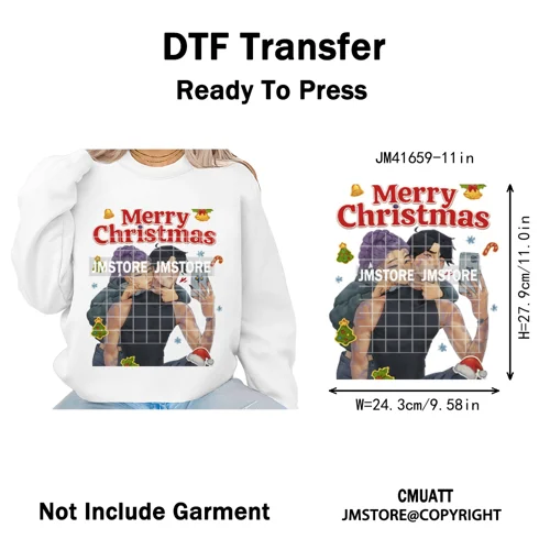 Christmas Kpop Holiday Idol Santa Holly Jolly Merry Christmas Iron on DTF Washable Transfers Stickers Ready to Press for Textile