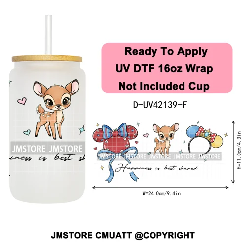 Coquette Bow Magical Cartoon Princess Halloween UV DTF Stickers Ready To Apply Cup Wrap High Quality For 16OZ Libbey Can Glass