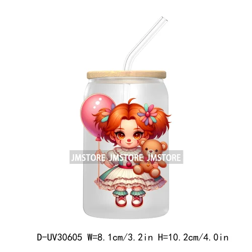 Horror Halloween Baby Girl Movie Killer UV DTF Transfer Sticker Decals For Libbey Cold Cup Mug Tumbler High Quality Cartoon Bear