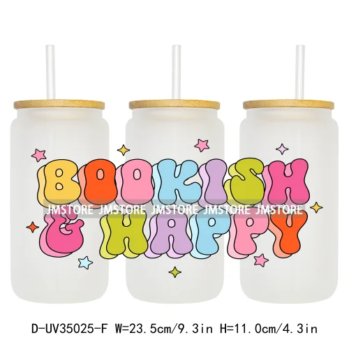 Fantasy Bookish Lover Reading 16OZ UV DTF Cup Wraps Ready To Apply Waterproof Transfer Stickers For Libbey Glass Can Tumbler