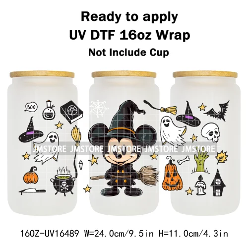 Cartoon Mouse Halloween Trick Or Treat UV DTF Stickers Ready To Transfer Cup Wrap Custom Prints For Libbey Can Glass Tumbler Mug