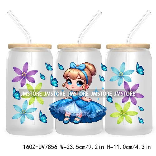 Cute Baby Princess Queen 16OZ UV Cup Wrap DTF Transfer Stickers For Libbey Glass Can Cups Tumbler Waterproof Labels Best Friends