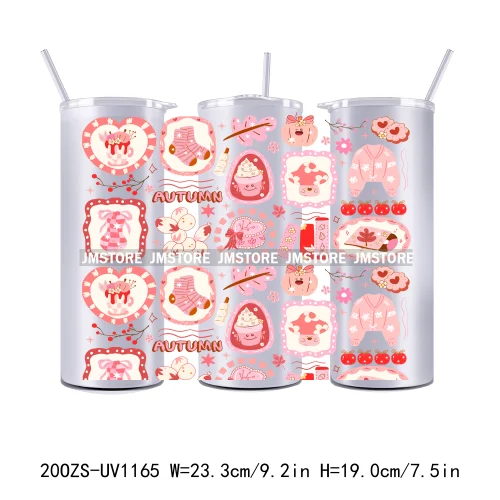 Cozy Season Fall Thanksgiving UV DTF Tumbler Wraps Durable Ready To Apply Transfer Stickers For 20OZ Straight Skinny Tumblers