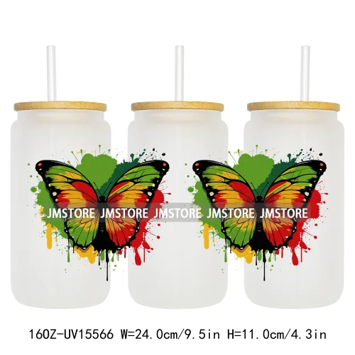 1865 Juneteenth Black History Month UV DTF Cup Wraps Ready To Apply CustomTransfer Stickers For 16OZ Libbey Glass Can Tumbler