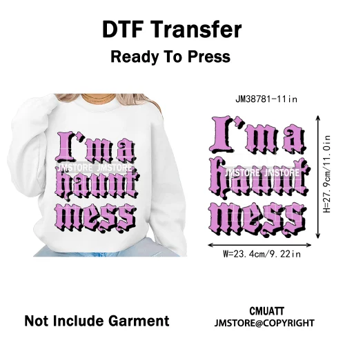 New Sarcastic Halloween Snarky Inspire Quotes Printing Iron on DTF Washable Transfers Stickers Ready to Press for Clothing Bags