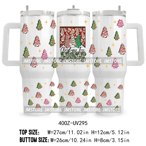 Tis The Season Christmas Tree Candy Cane UV DTF Tumbler Wrap Transfer Stickers Custom Label 40OZ Wraps Jesus Christian Christmas