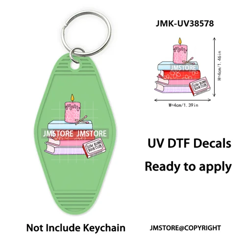 Positive Quotes Books Coffee Lover Girly UV DTF Motel Keychain Decal Ready To Ship Transfer Stickers Prints For Hotel Keychain