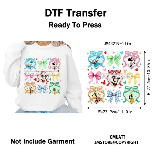 Trendy Girls Mirror Coquette Cartoon Friends Character Trip Holiday Iron on DTF Transfer Stickers Ready to Press for Sweatshirts