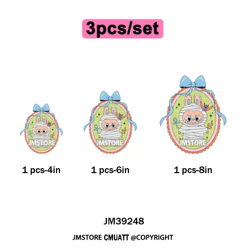 Trendy Cute Cartoon Doll Coquette Mirror Horror Halloween Iron on DTF Washable Transfers Stickers Ready to Press for Clothing