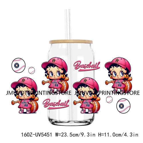 Popular Cartoon Character Sport 16OZ UV DTF Cup Wrap Transfer Stickers Custom Label Durable Waterproof Logo For Libbey Glass Can