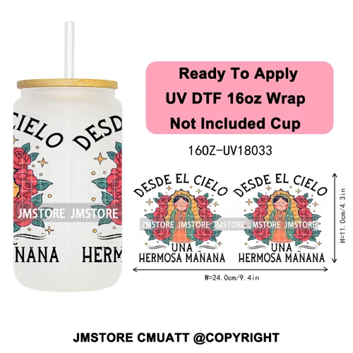 Tis The Season Mexican Christmas Coquette UV DTF Cup Wrap Ready To Apply Transfer Stickers Tumbler Wraps For Libbey Glass Can