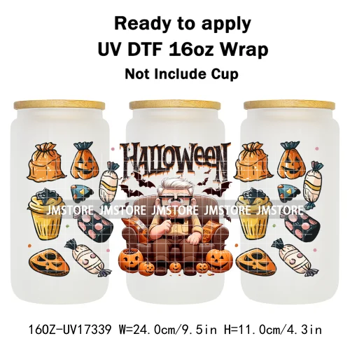 Spooky Halloween Cartoon Character Ghost Bats Pumpkin UV DTF Stickers Ready To Apply Cup Wrap Custom Prints For Libbey Can Glass