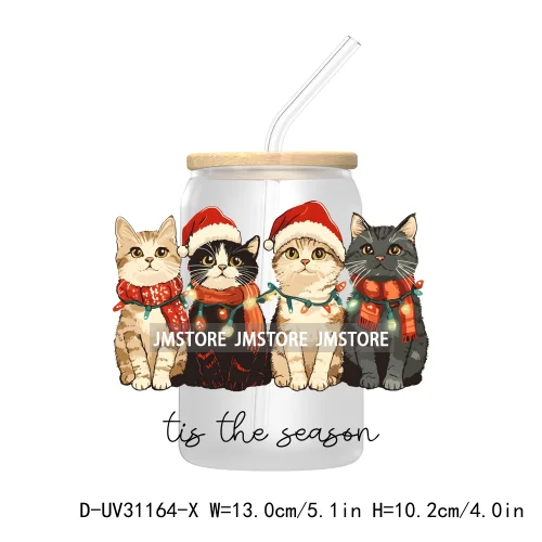 Funny Dog Cat Pets Christmas UV Sticker Decals For Libbey Cold Cups Mugs Tumbler Transfer Stickers Waterproof Logo Merry Woofmas