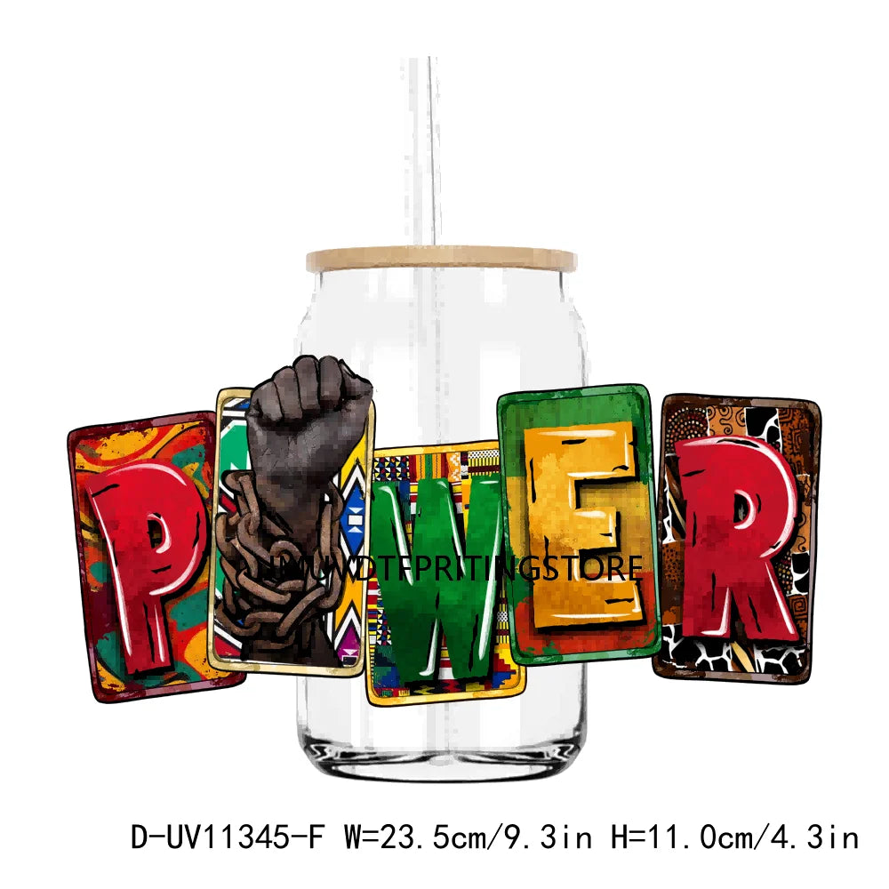 Celebrate 1865 Juneteenth Hope UV DTF Transfer Stickers Decals For Libbey Cold Cups Mug Tumbler Waterproof DIY Craft Black Power