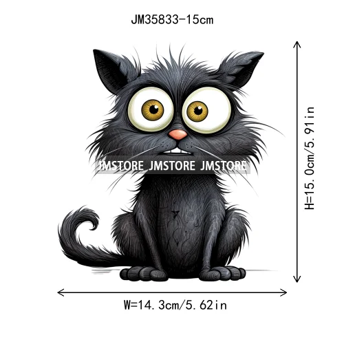 15cm 5.9in Kid Halloween Black Cat Iron On Heat Transfer Sticker For Clothes DTF Printed Vinyl Thermal Appliques Washable Decal