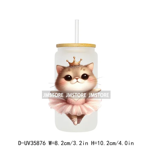 Dancing Cats Kittens Queen UV Sticker Decals For Libbey Cold Cups Mugs Tumbler Transfer Stickers Waterproof High Quality Labels