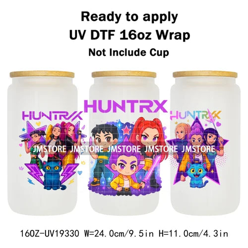 Demon Hunter Merch Derpy Tiger 16OZ UV DTF Cup Wraps Ready To Apply Waterproof Transfer Stickers For Libbey Glass Can Kpop Girls