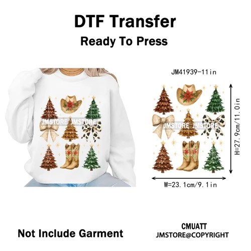 Merry and Bright Coquette Patchwork Santa Christmas Holiday Season Iron on DTF Heat Transfer Stickers Ready to Press for Hoodies