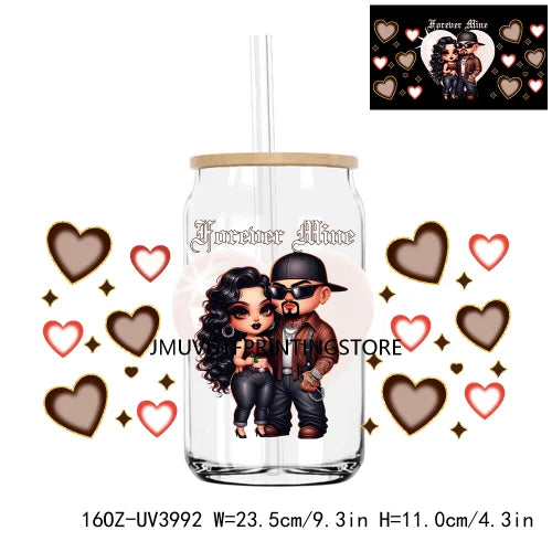 Bestfriends Valentine Girls Cholo Chola UV DTF Sticker For 16OZ Libbey Glass Cup Can Wrap Transfer Sticker Custom Label DIY Logo