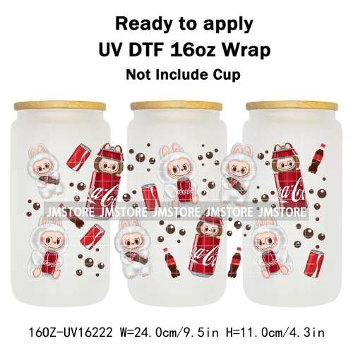 Laboo Cute Cartoon Monsters Soda Coquette UV DTF Stickers Ready To Transfer Cup Wrap Custom Labels For Libbey Can Glass Tumbler