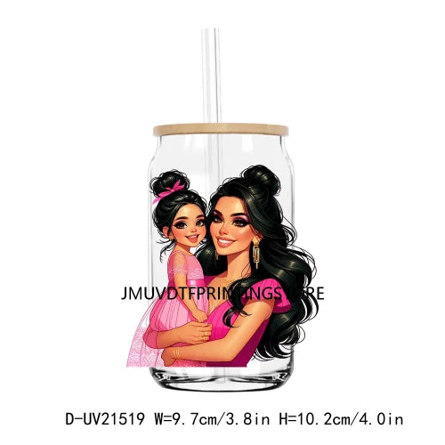 Latina Mama And Daughter UV DTF Transfers Stickers Decals For Libbey Cold Cups Mugs Tumbler Waterproof DIY Logo Mother's Day