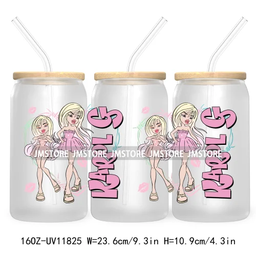 Cartoon Girls Bichota Doll Season Concert Wire Heart Manana Sera Bonito UV DTF Stickers Cup Wraps For 16OZ Libbey Glass Can