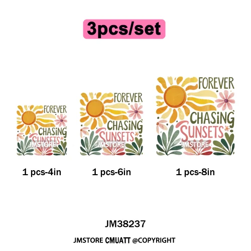 Tropical Summer Tequila Cocktail Drink Sunsets Salty Beach Vibes Logo Iron on DTF Transfers Stickers Ready to Press for Clothing