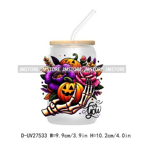 Candy Heart Spooky Ghost Halloween UV DTF Transfer Stickers Decals For Libbey Cold Cup Mug Tumbler Tis The Season Horror Pumpkin