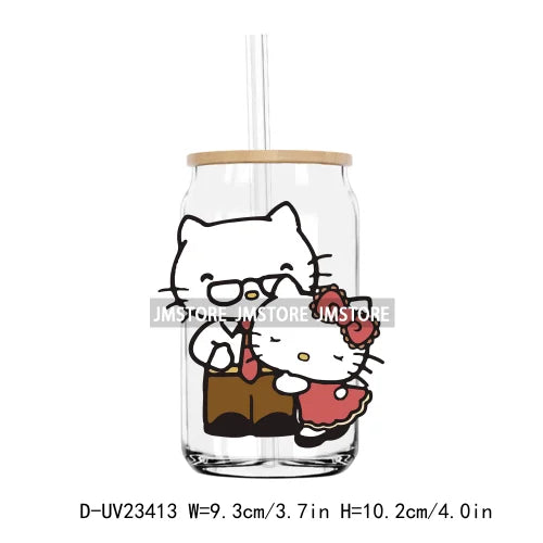 Cartoon Family Cat Dad Father's Day UV DTF Transfers Stickers Decals For Libbey Cold Cups Mugs Tumbler Waterproof DIY Craft Logo