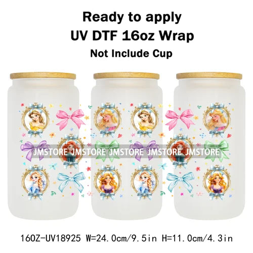 Bundle Princess Magical Mirror Bow UV DTF Stickers Ready To Apply Cup Wrap Durable Custom Prints DIY Craft For Libbey Can Glass