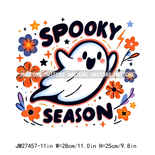 Colorful Coffee Spooky Babe Vibes Stay Spooky Season Ghost Skull Halloween DTF Decals Iron On Transfers Stickers For T-shirts