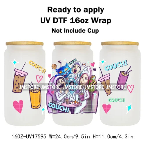 Movies Characters Horror Halloween Cartoon 16OZ UV DTF Cup Wraps Ready To Apply Waterproof Transfer Sticker For Libbey Glass Can