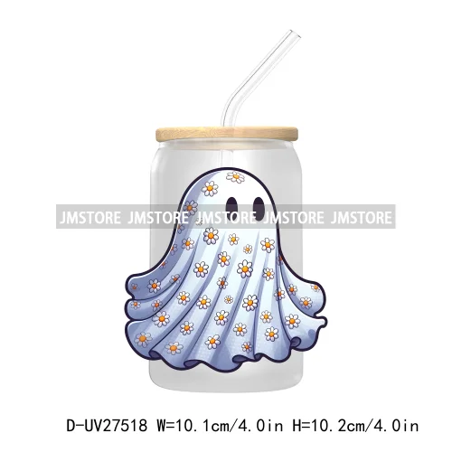 Cute Ghost Stay Spooky Halloween Pumpkin UV DTF Transfer Stickers Decals For Libbey Cold Cups Mugs Tumbler Waterproof Craft Boo