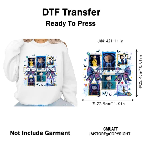 Funny Cartoon Movie Character Halloween Pumpkin Coquette Iron on DTF Washable Heat Transfer Stickers Ready to Press for Clothes