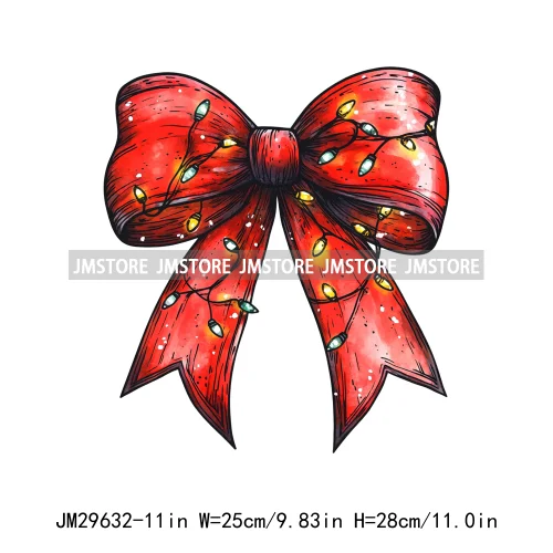 Gingerbread Reindeer Red Coquette Bow Girly Christmas Vibes Iron On DTF Transfers Stickers Ready To Press For Sweatshirt Bags