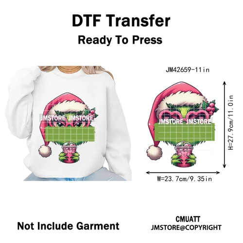 Magical Cartoon Girly Christmas Season Coquette Xmas Holiday Iron on DTF Washable Transfers Stickers Ready to Press for Textiles