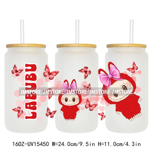 Coloful Cartoon Monsters Butterfly UV DTF Cup Wraps Ready To Apply Waterproof Transfer Stickers For 16OZ Libbey Glass Can Mugs