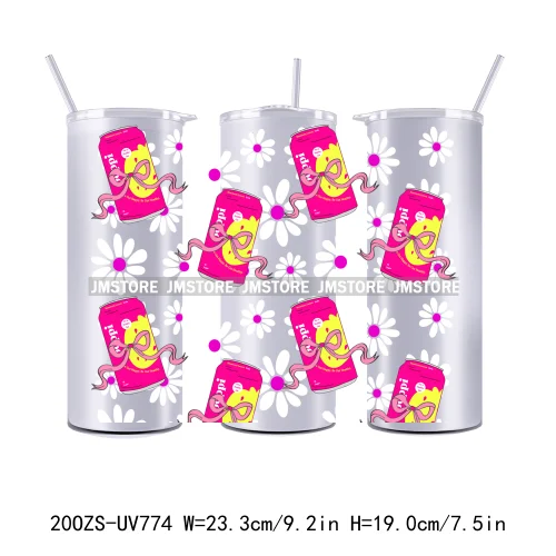 New Floral Soda Can Flowers Coquette Drinks 20OZ UV DTF Skinny Tumbler Wrap Transfer Stickers Waterproof Custom Logo For Tumbler