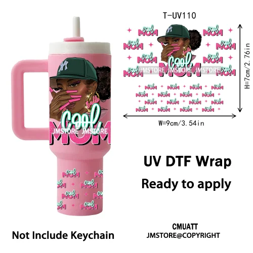 Black Mom Queen Afro African Custom UV DTF Stickers Print Tumbler Wraps Ready to Transfer Waterproof For Mini Tumbler Keychain