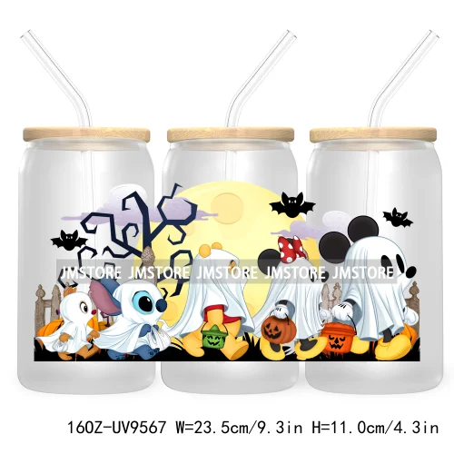 Halloween Cartoon 16OZ UV DTF Cup Wrap Transfer Stickers Custom Labels Waterproof Logo For Libbey Glass Can Pumpkin Season Vibes