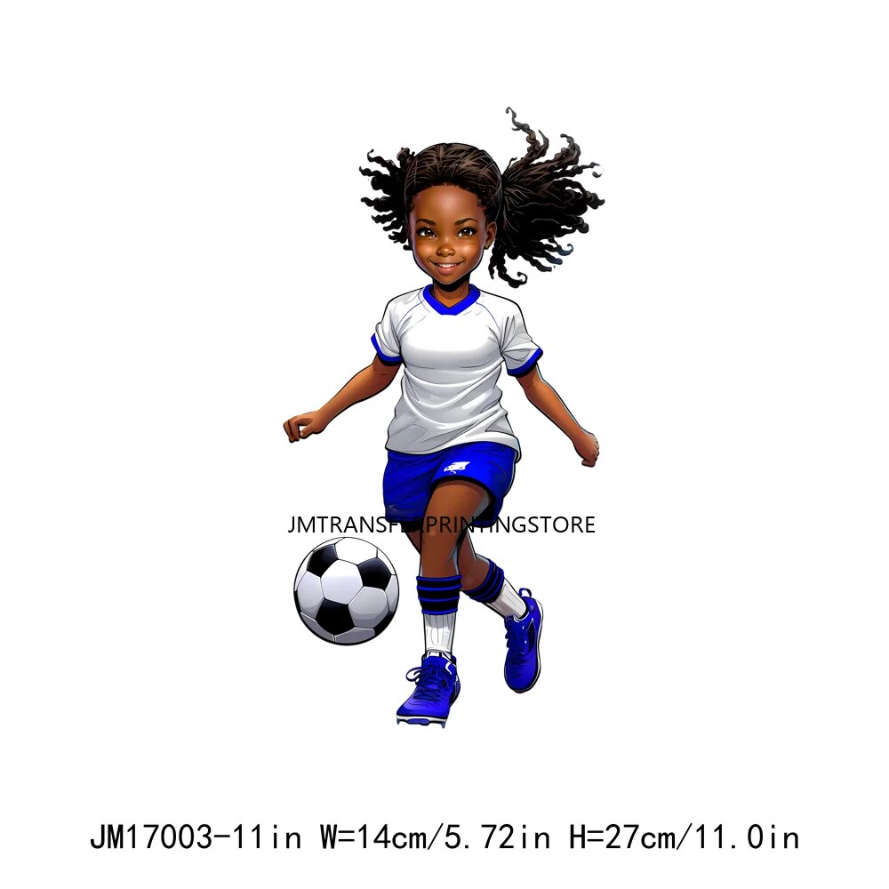 Afro Cut Sport Girl Football Baseball Sticker Heat Press American Afro Sport Kids DTF Transfers For Bags Hoodies