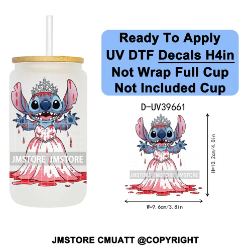 Halloween Cartoon Characters UV DTF Transfer Stickers Decals Ready To Apply Waterproof For 16OZ Libbey Glass Can Cups Tumbler