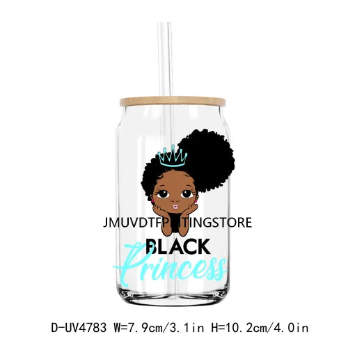 God Says I Am Black Queen Princess UV DTF Transfer Sticker Decal For Libbey Cold Cups Mugs Tumbler Waterproof DIY Logo Afro Girl