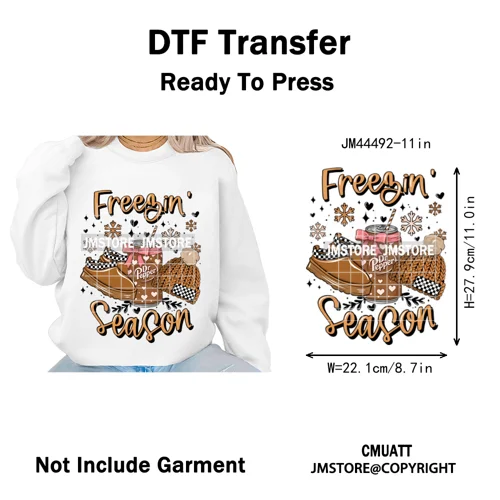 All I Need Is Cozy Winter Drink Coffee Lover Coquette Christmas Iron on Washable DTF Transfer Sticker Ready to Press for Hoodies